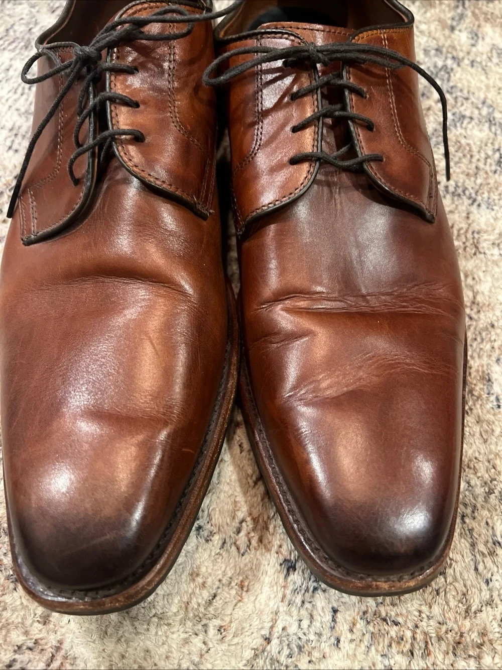 Allen Edmonds Easton  Brown Leather Plain-Toe Dress Shoes Sz 13 Lace Up